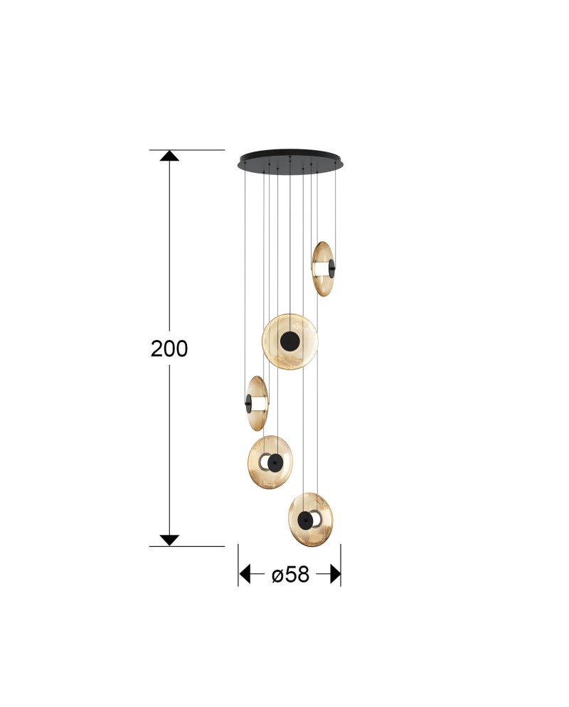DIABOLO- LAMPARA 5L - NEGRO-AMBAR
